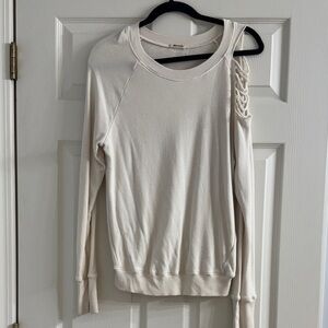 LA made Cream Sweatshirt with Unique Shoulder Design